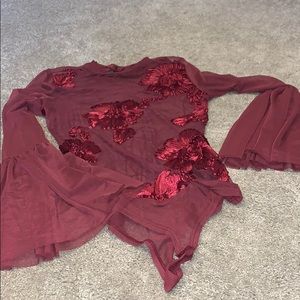 Oxblood sheer bodysuit